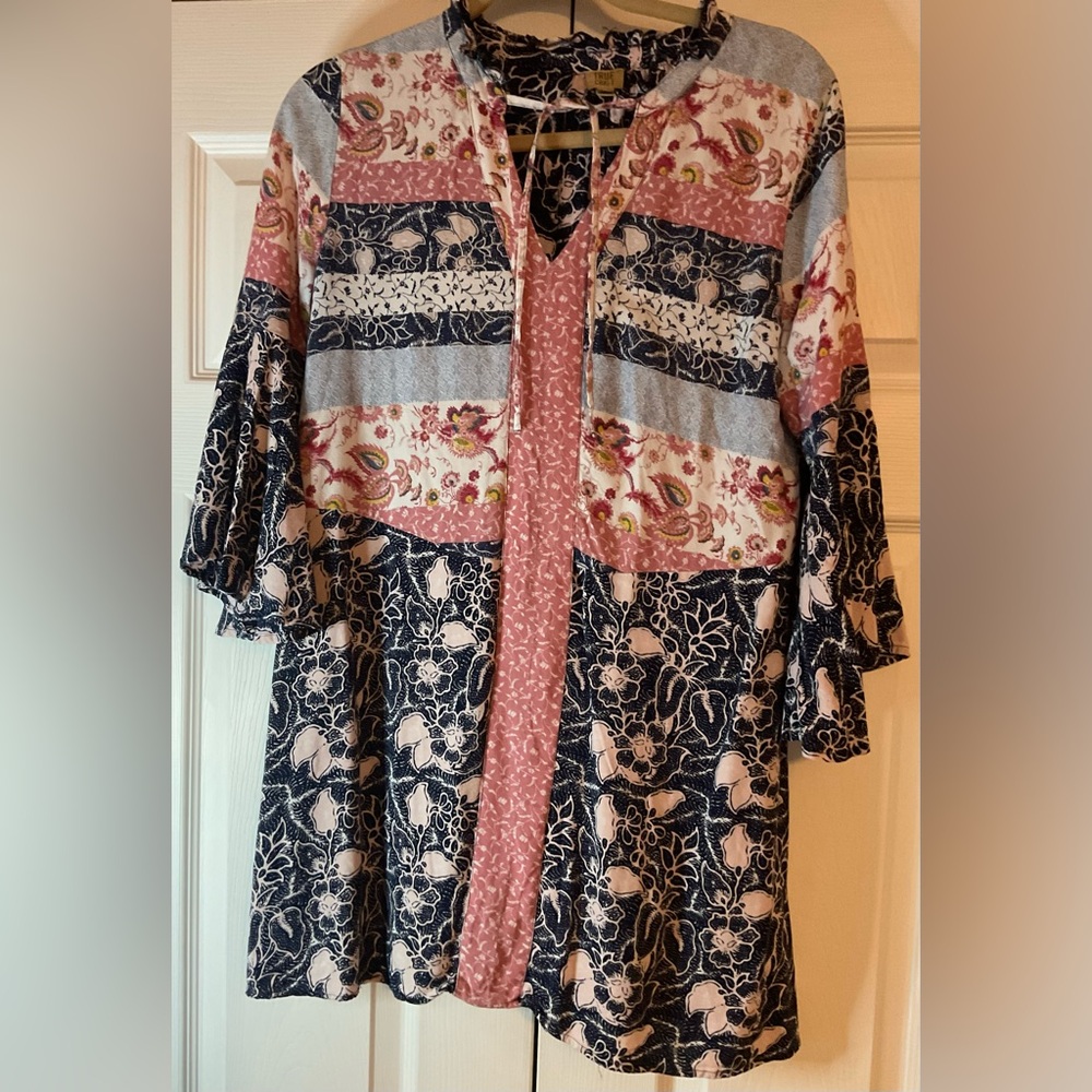 True Craft Patchwork‎ Blouse Tunic Top Dress Boho Large